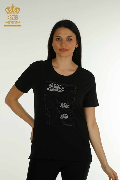 Venta al por mayor Blusa de Mujer Piedra Bordada Negra - 79863 | KAZEE - Kazee