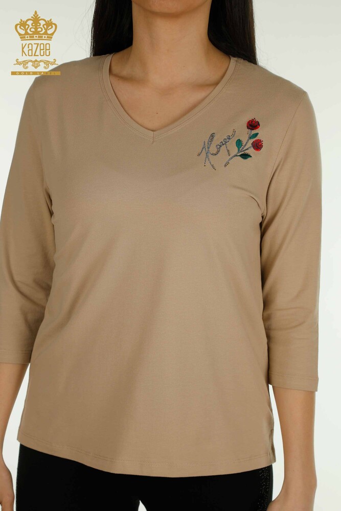 Venta al por mayor Blusa de Mujer Rosa Bordada Beige - 79867 | KAZEE - 2