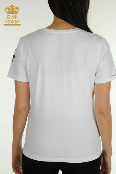 Venta al por mayor Blusa de Mujer Colorida Flor Bordada Blanca - 79455 | KAZEE - 11