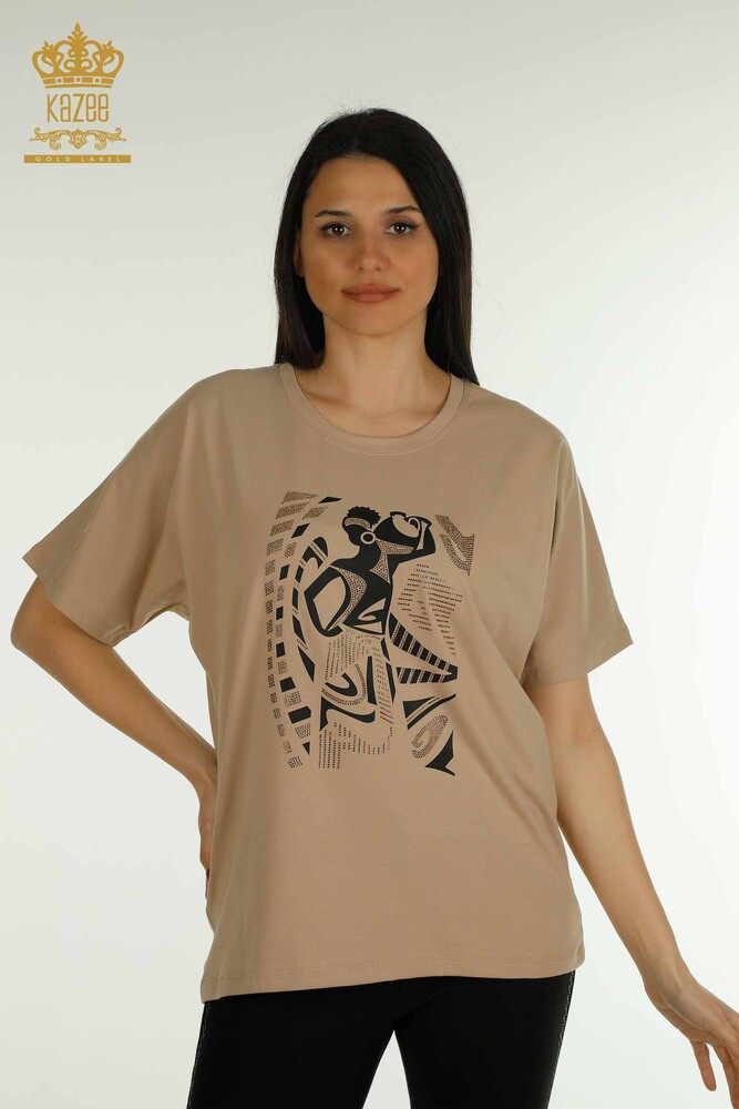 Venta al por mayor Blusa de Mujer Estampada Beige - 79861 | KAZEE - 1