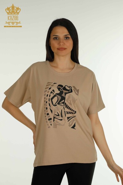 Venta al por mayor Blusa de Mujer Estampada Beige - 79861 | KAZEE - Kazee