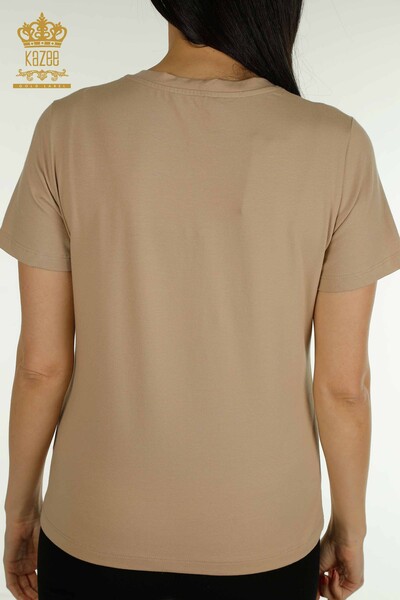 Venta al por mayor Blusa de Mujer Manga Corta Beige - 79561 | KAZEE - 6