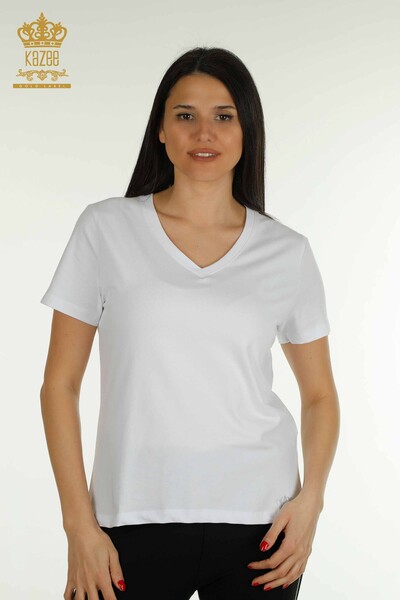 Kazee - Venta al por mayor Blusa de Mujer Manga Corta Blanca - 79561 | KAZEE