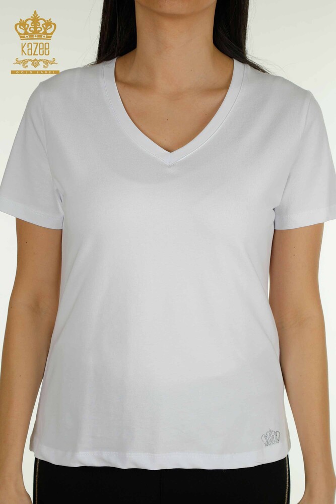 Venta al por mayor Blusa de Mujer Manga Corta Blanca - 79561 | KAZEE - 2