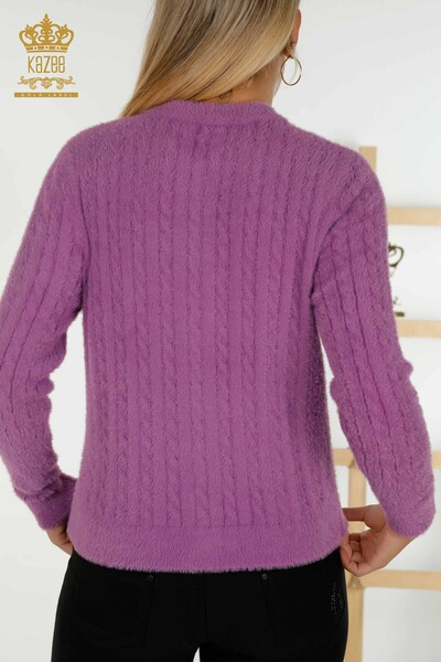 Venta al por mayor Cárdigan de mujer Angora de punto Morado - 30321 | KAZEE - 5