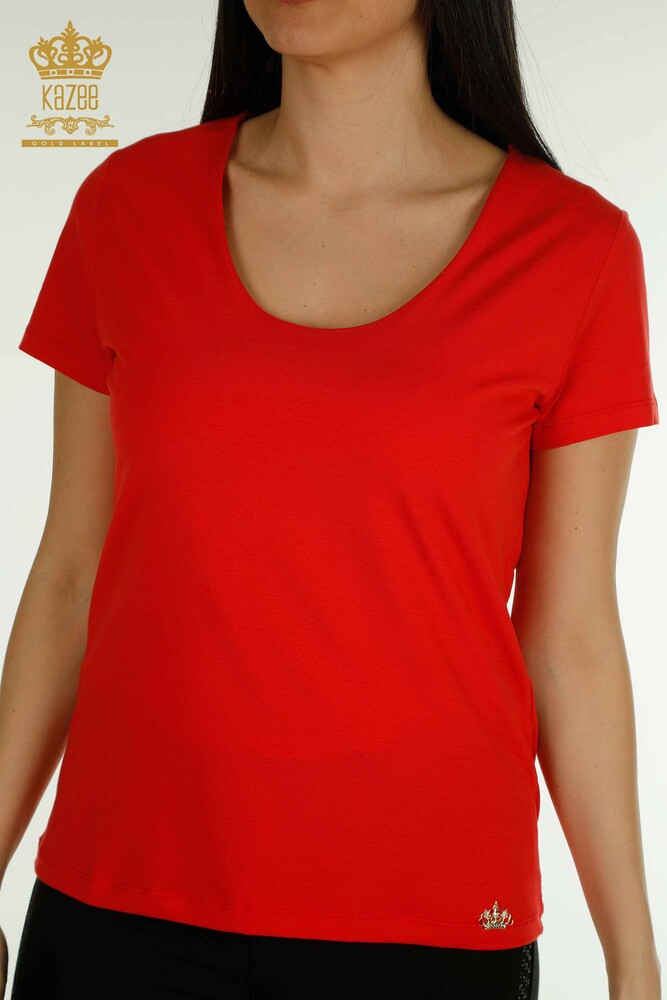 Venta al por mayor Blusa Mujer - Básica - Con Logo - Roja - 79190 | kazee - 2