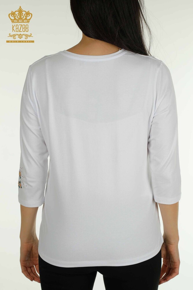 Venta al por mayor Blusa de Mujer con Detalle de Bolsillo Blanco - 79477 | KAZEE - 10