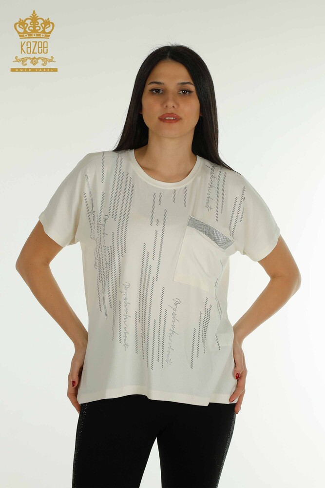 Venta al por mayor Blusa de Mujer Bolsillo Detallado Crudo - 79140 | KAZEE - 1