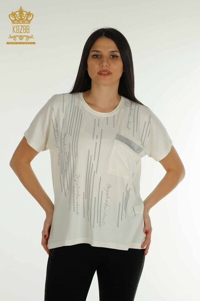 Venta al por mayor Blusa de Mujer Bolsillo Detallado Crudo - 79140 | KAZEE 