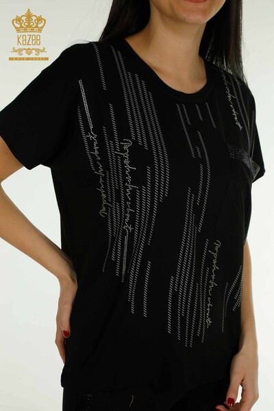 Venta al por mayor Blusa de Mujer con Detalle de Bolsillo Negro - 79140 | KAZEE - 2