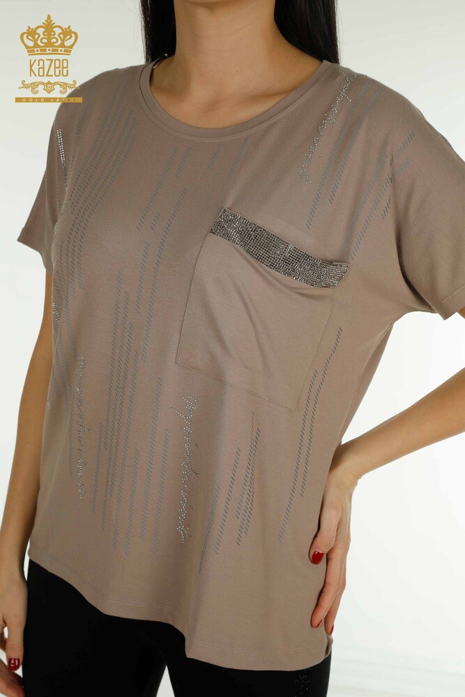 Al por mayor Blusa de mujer - Detalle de bolsillo - Mink - 79140 | kazee - 2