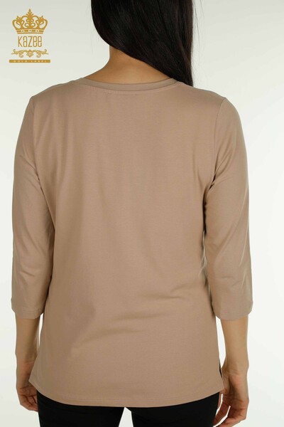 Venta al por mayor Blusa de Mujer Piedra Bordada Beige Oscuro - 79565 | KAZEE - 7