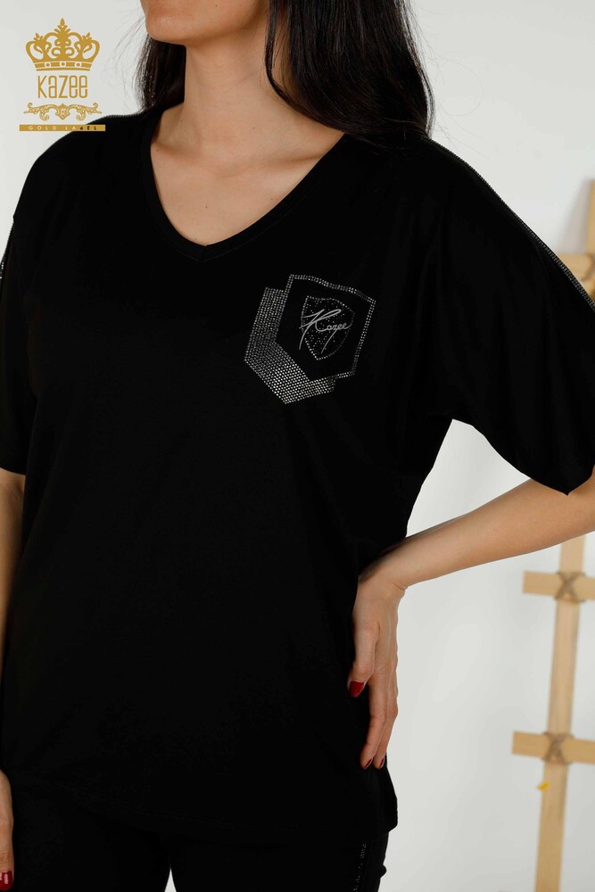 Venta al por mayor Blusa de Mujer - Piedra Bordada - Negra - 77487 | kazee - 2