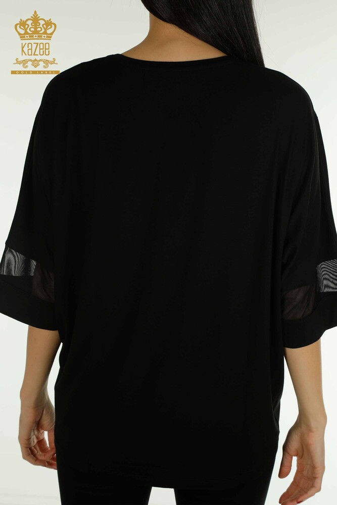 Venta al por Mayor Blusa de Mujer - Piedra Bordada - Negra - 79057 | kazee - 8