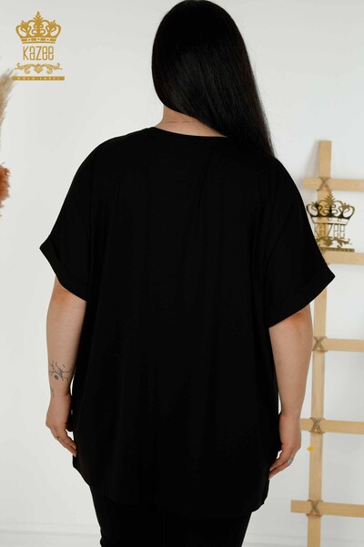 Venta al por mayor Blusa de Mujer - Piedra Bordada - Negra - 79321 | kazee - 8