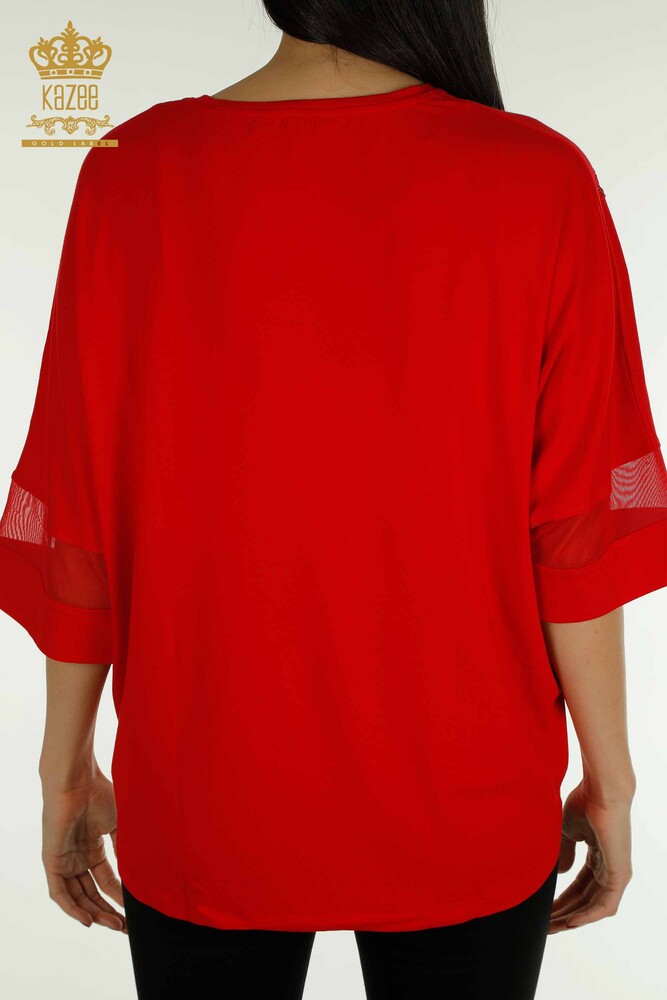 Venta al por mayor Blusa de Mujer - Piedra Bordada - Roja - 79057 | kazee - 8