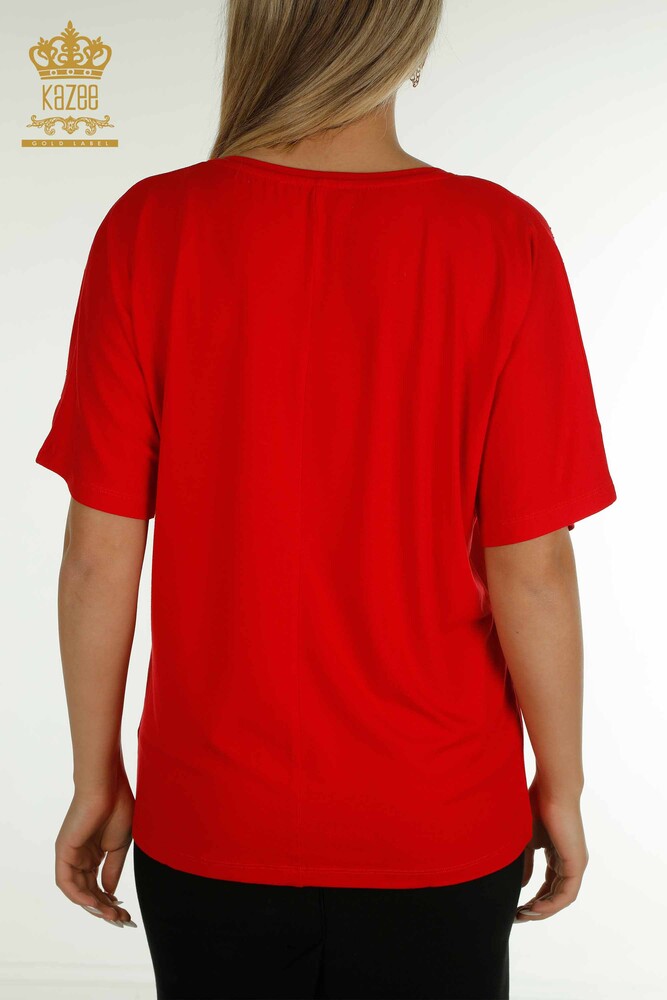 Venta al por mayor Blusa de Mujer - Piedra Bordada - Roja - 79097 | kazee - 7