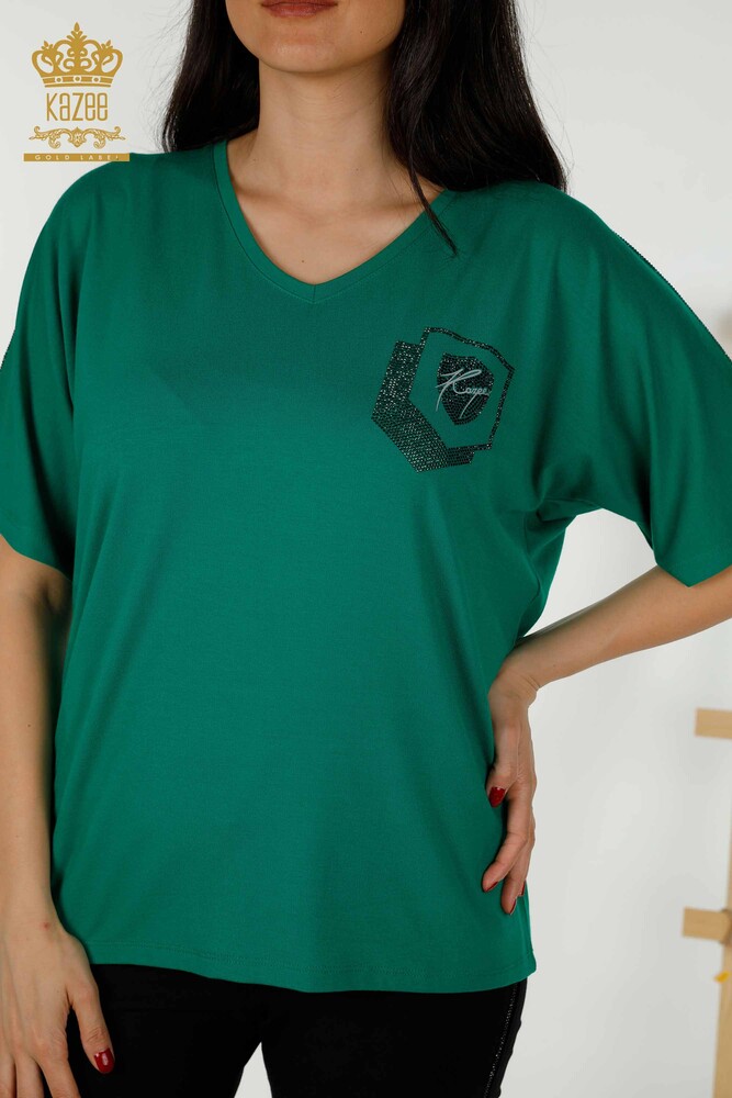 Venta al por mayor Blusa de Mujer - Piedra Bordada - Verde - 77487 | kazee - 2