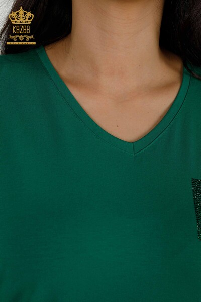 Venta al por mayor Blusa de Mujer - Piedra Bordada - Verde - 77487 | kazee - 4