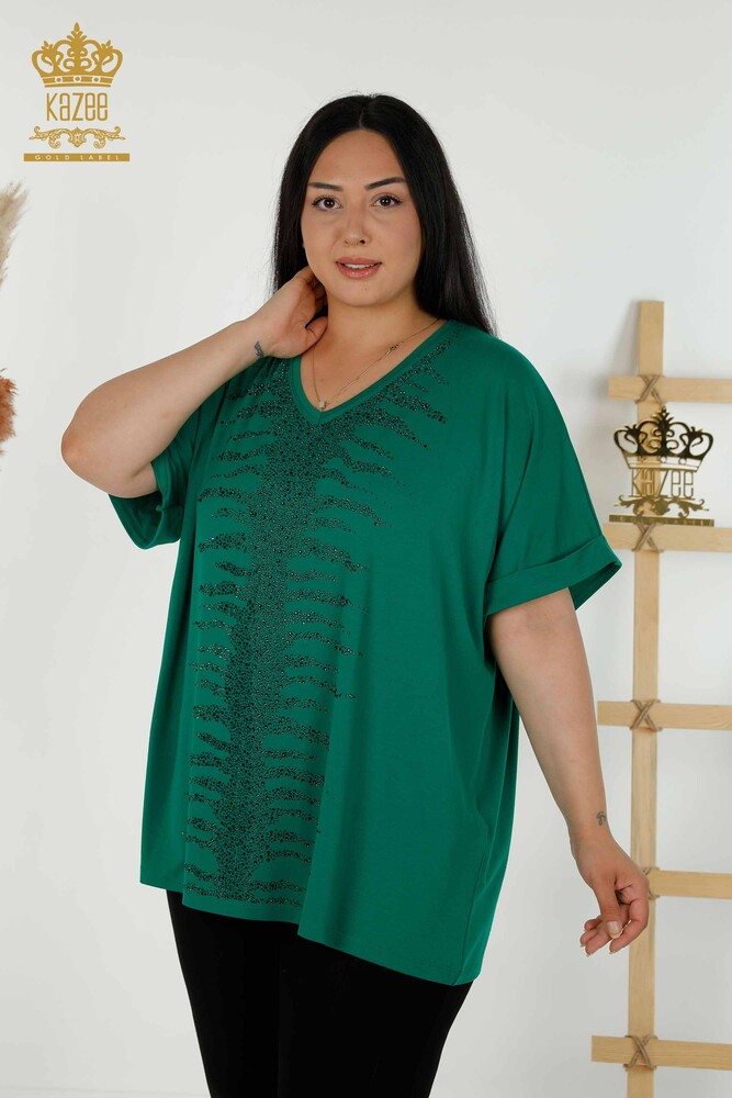 Venta al por mayor Blusa de Mujer - Piedra Bordada - Verde - 79321 | kazee - 1