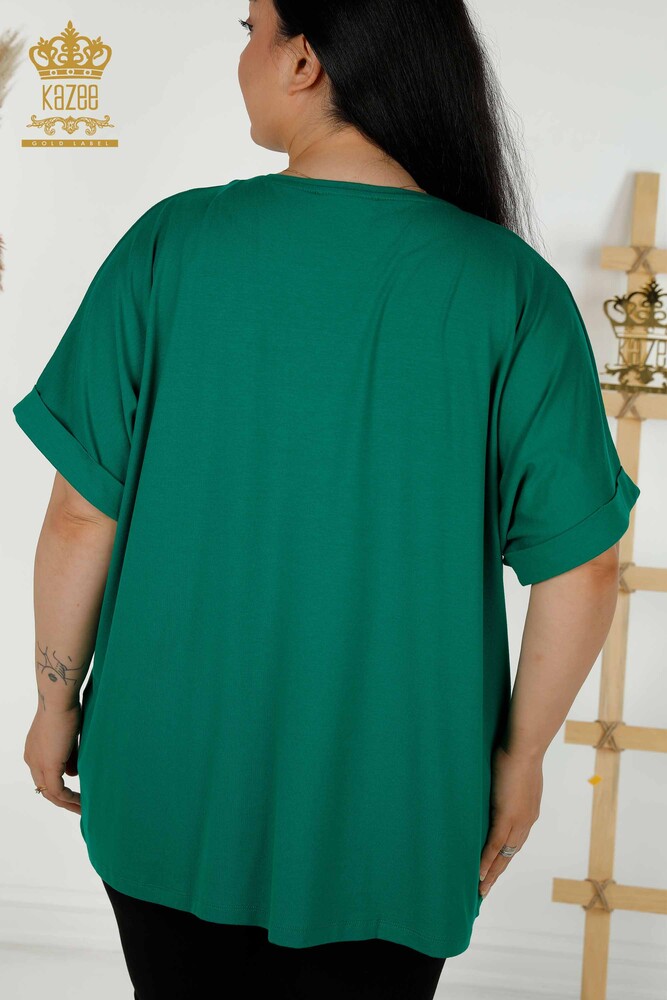 Venta al por mayor Blusa de Mujer - Piedra Bordada - Verde - 79321 | kazee - 8