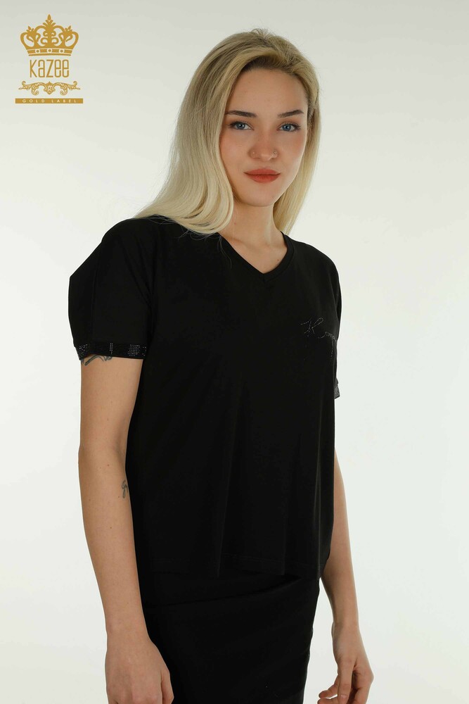 Venta al por mayor Blusa de Mujer con Botones Detallados Negro - 79297 | KAZEE - 1