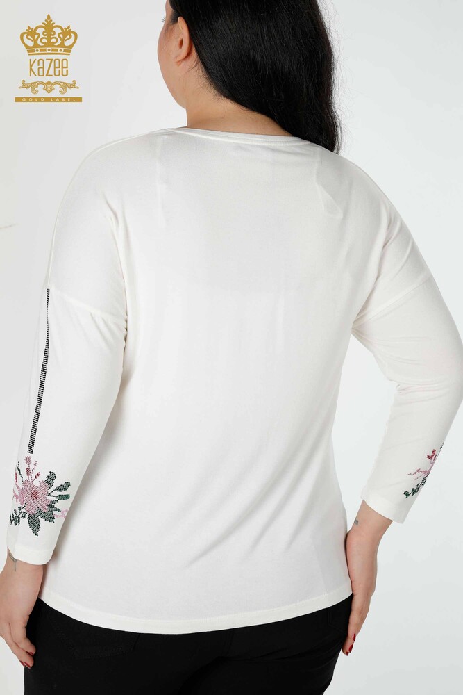 Venta al por mayor Blusa Mujer Bordado Piedra Color Crudo - 77942 | kazee - 7