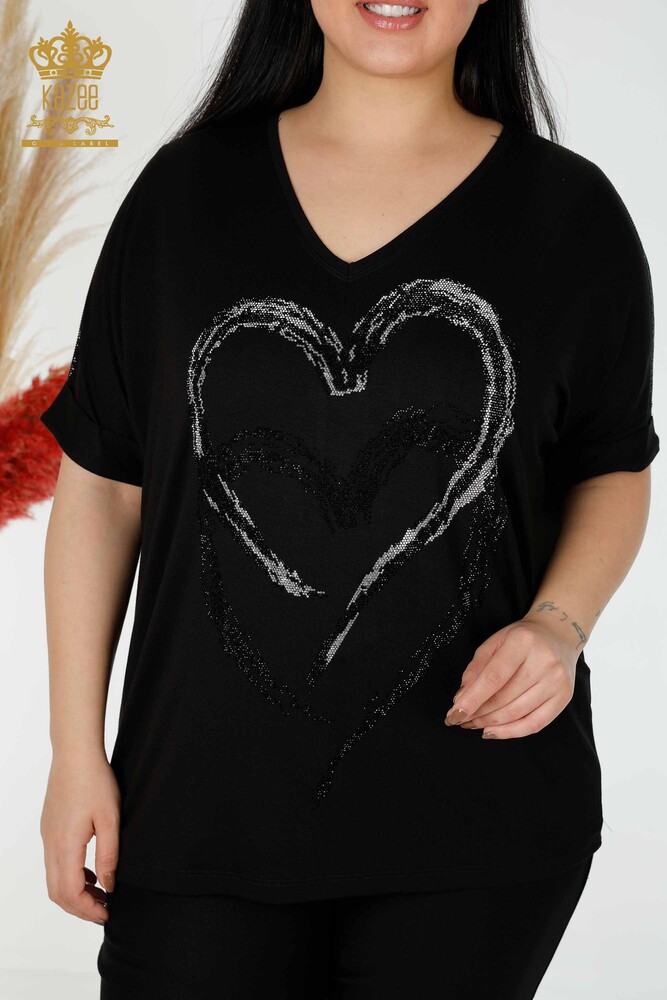 Venta al por mayor Blusa Mujer Patrón Corazón Negra - 77711 | kazee - 2