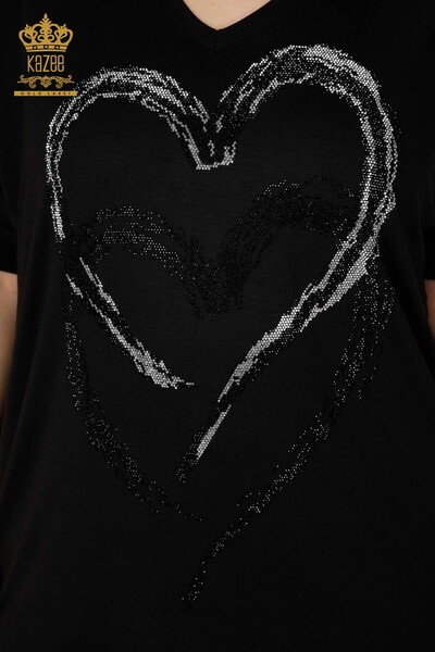 Venta al por mayor Blusa Mujer Patrón Corazón Negra - 77711 | kazee - 3