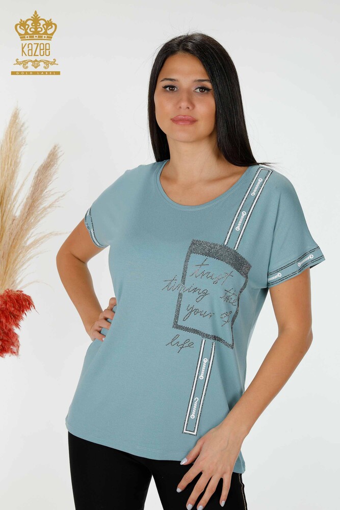 Venta al por mayor Blusa de Mujer Crystal Bordado Azul - 78919 | kazee - 1