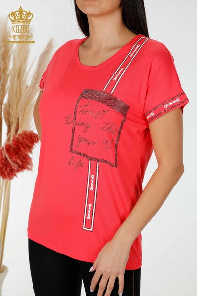 Venta al por mayor Blusa de Mujer Crystal Stone Bordado Coral - 78919 | kazee - 2