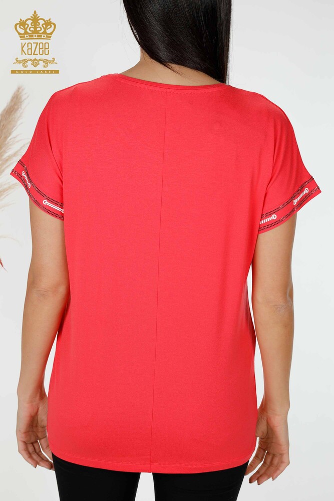 Venta al por mayor Blusa de Mujer Crystal Stone Bordado Coral - 78919 | kazee - 6