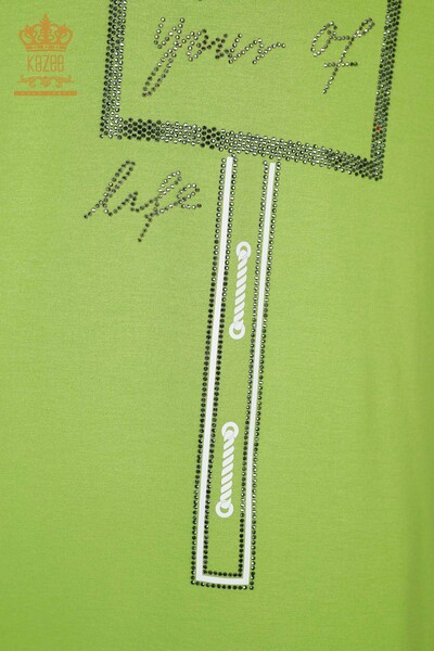 Venta al por mayor Blusa de Mujer Crystal Stone Bordado Verde Pistacho - 78919 | kazee - 5