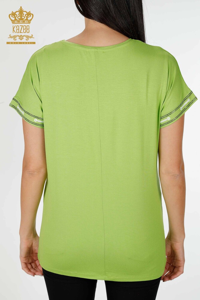 Venta al por mayor Blusa de Mujer Crystal Stone Bordado Verde Pistacho - 78919 | kazee - 8