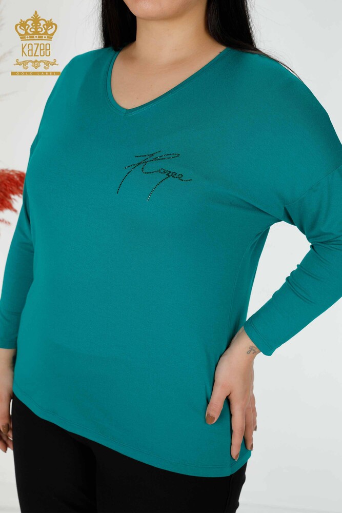 Venta al por mayor Blusa Mujer Cristal Bordado Verde - 77935 | kazee - 2