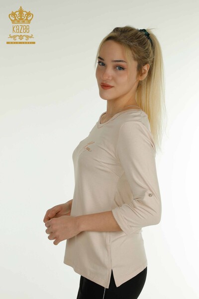 Venta al por mayor Blusa de Mujer - Cuello V - Beige - 79309 | kazee - Kazee