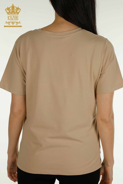 Venta al por mayor Blusa de Mujer Cuello en V Beige - 79564 | KAZEE - 7