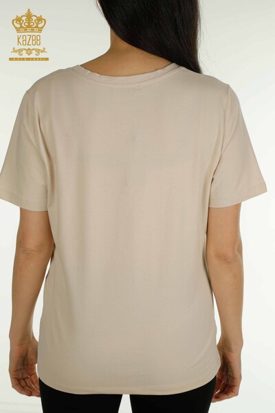 Venta al por mayor Blusa de Mujer Cuello en V Beige Claro - 79564 | KAZEE - 7