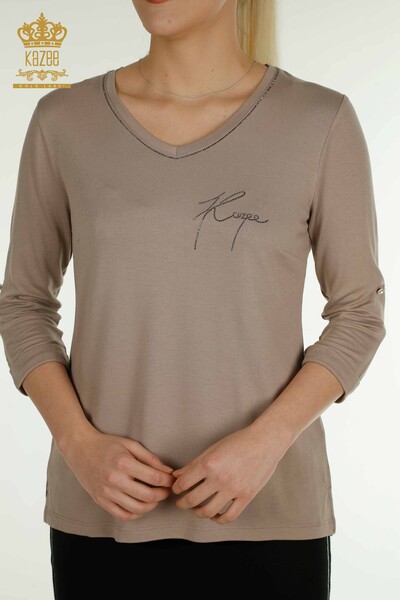 Venta al por mayor Blusas de Mujer - Cuello V - Mink - 79309 | kazee - 2