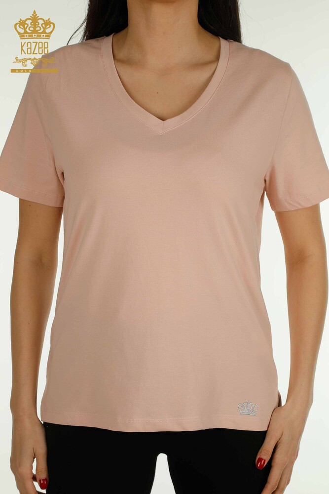 Venta al por mayor Blusa de Mujer con Cuello en V Polvo - 79564 | KAZEE - 2