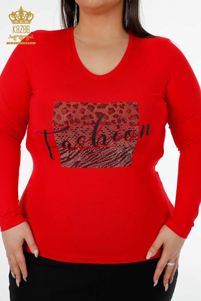 Venta al por mayor Blusa Mujer Escote V Roja - 79006 | kazee - 2