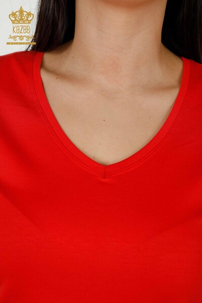 Venta al por mayor Blusa de Mujer - Cuello V - Roja - 79179 | kazee - 3