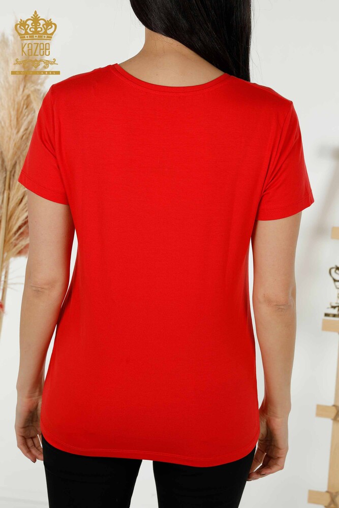 Venta al por mayor Blusa de Mujer - Cuello V - Roja - 79179 | kazee - 6