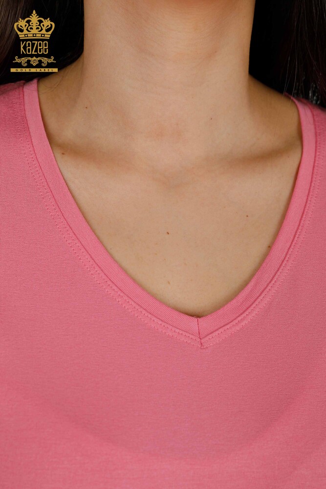 Venta al por mayor Blusa de Mujer - Cuello V - Rosa - 79179 | kazee - 3