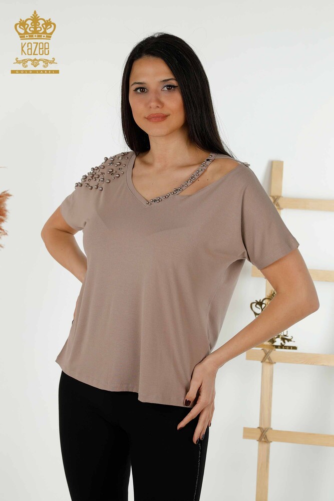 Venta al por mayor Blusa de Mujer - Cuentas Bordado Piedra - Visón - 79200 | kazee - 1