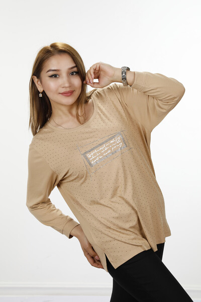 Venta al por mayor Blusa de mujer con texto detallado Crystal Stone bordado - 77914 | kazee - Kazee