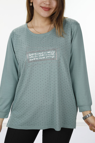 Venta al por mayor Blusa de mujer con texto detallado Crystal Stone bordado - 77914 | kazee - 40