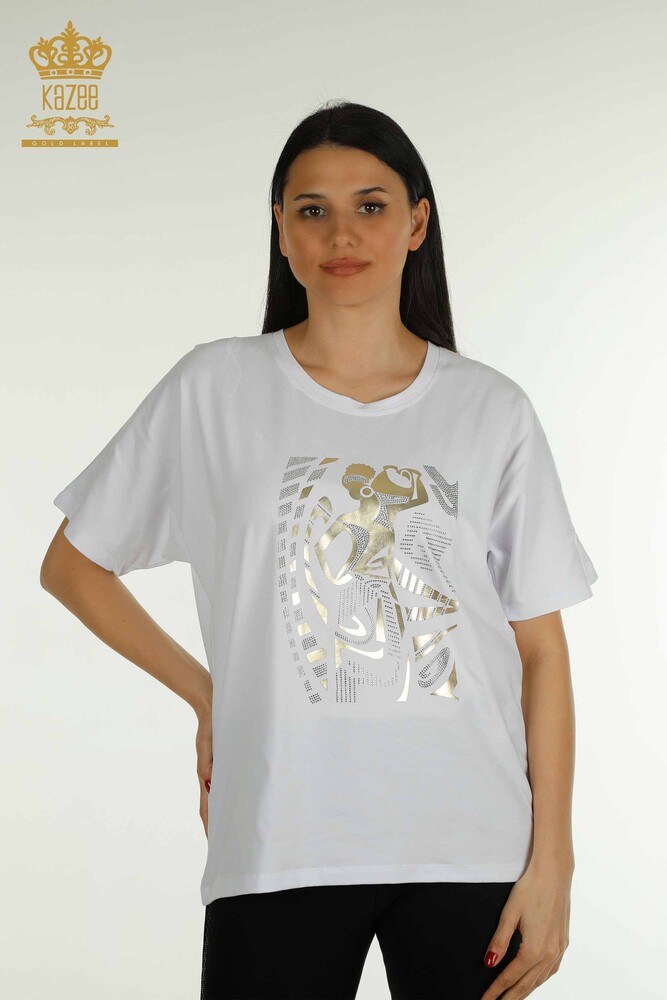 Venta al por mayor Blusa de Mujer Estampada Blanca - 79861 | KAZEE - 1