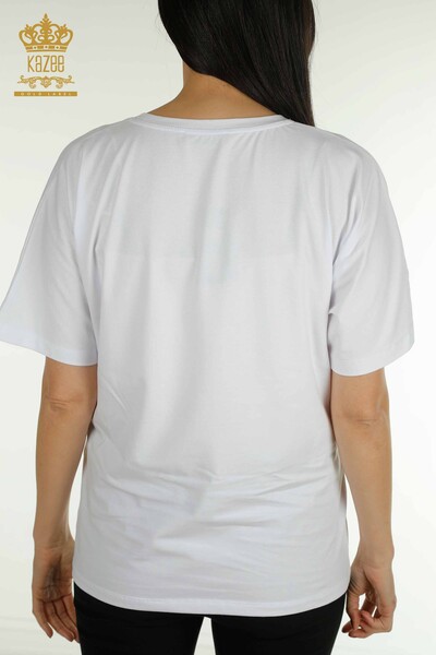 Venta al por mayor Blusa de Mujer Estampada Blanca - 79861 | KAZEE - 8