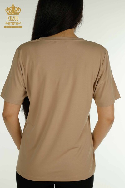 Venta al por mayor Blusa de Mujer con Estampado de Flores Beige - 79528 | KAZEE - 7